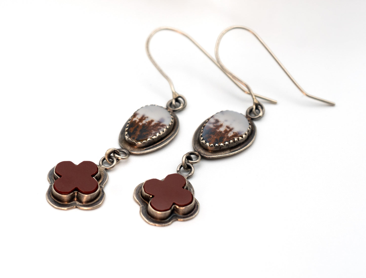 Quatre foil agate earrings