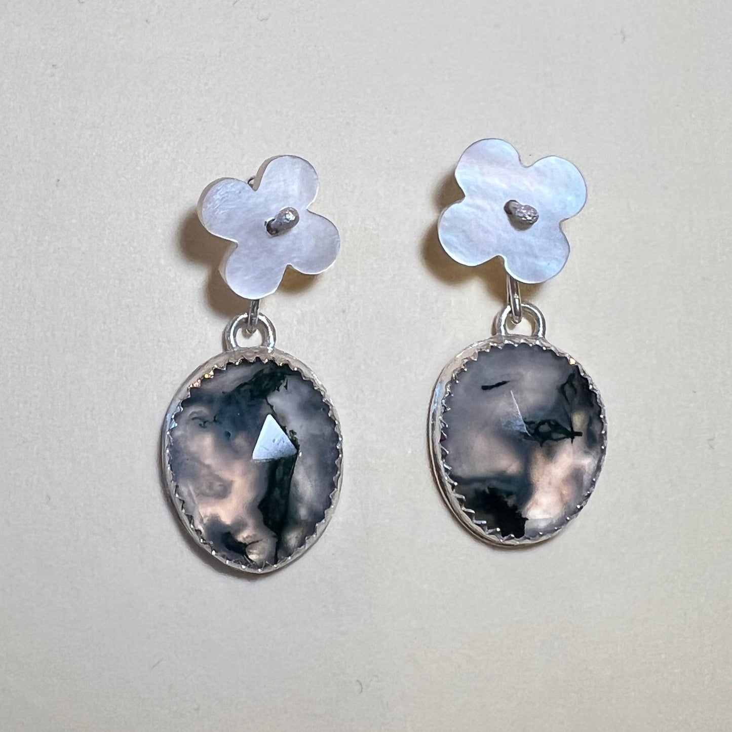 Moss agate earrings