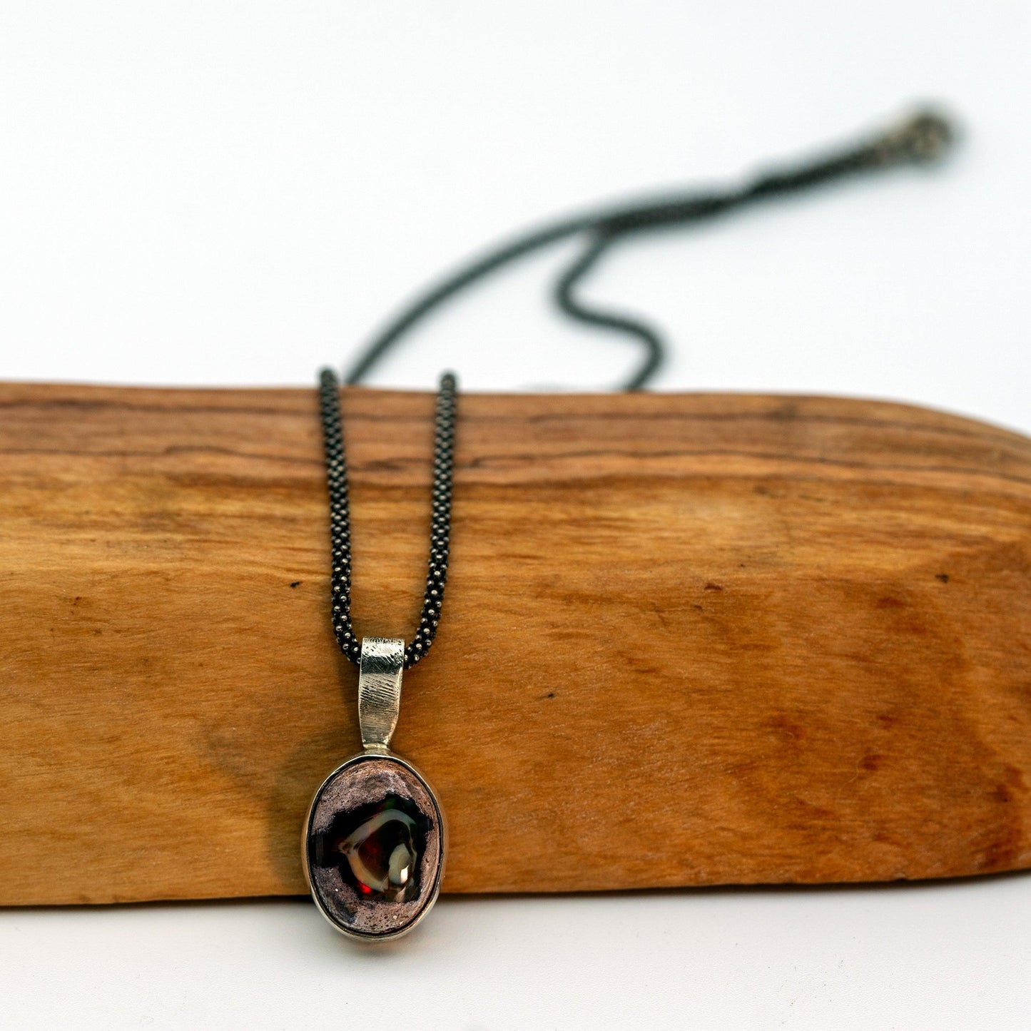 Mexican Fire Opal Silver Necklace