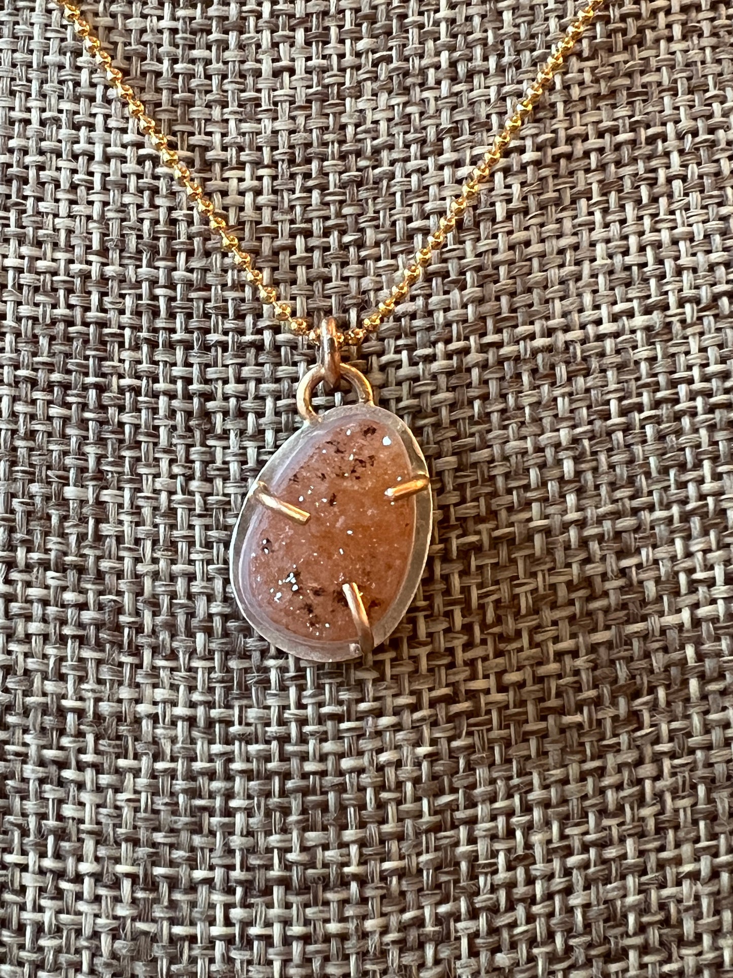 Peach Druzy Pendant Necklace
