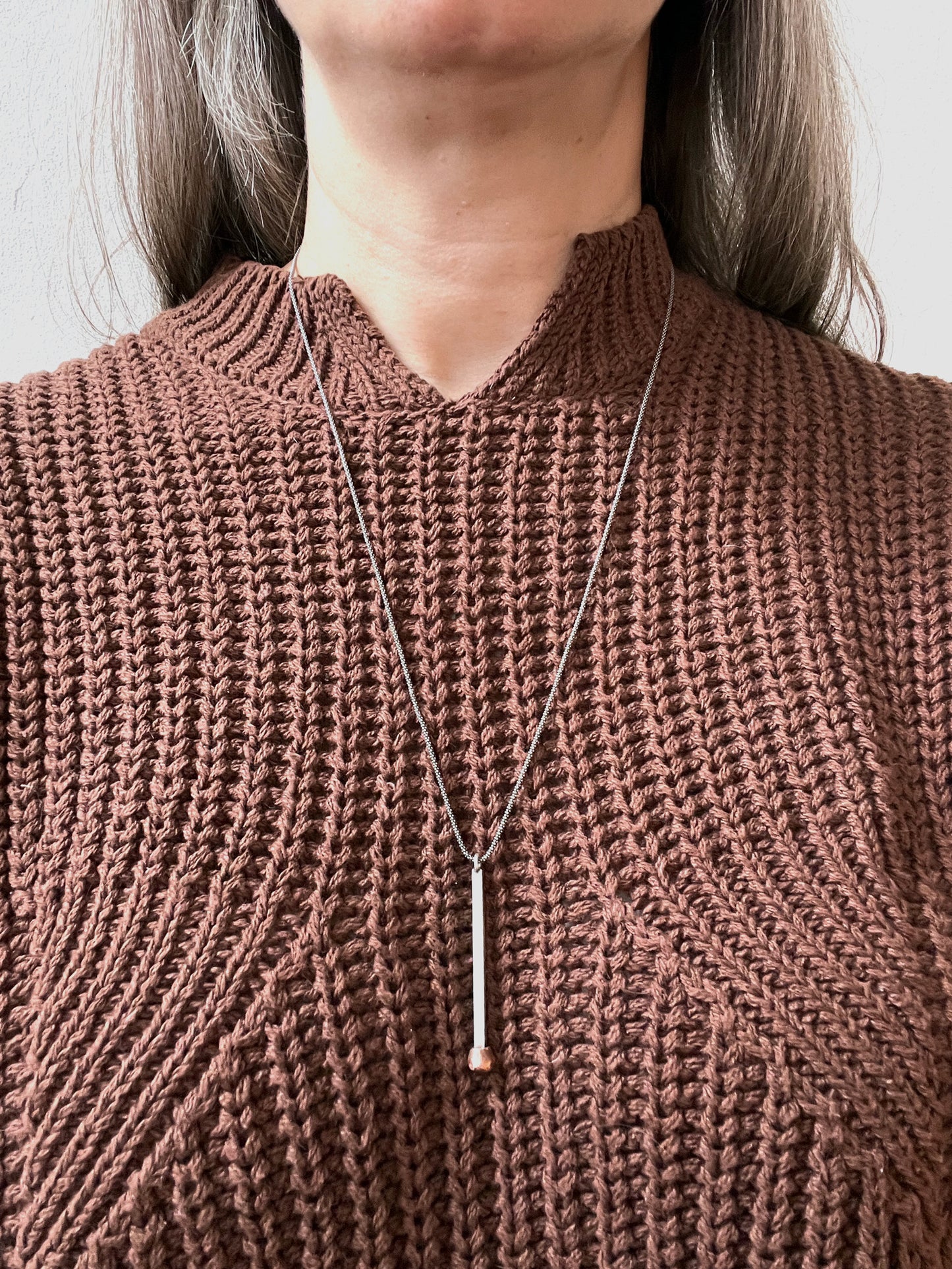 Silver Matchstick Pendant Necklace