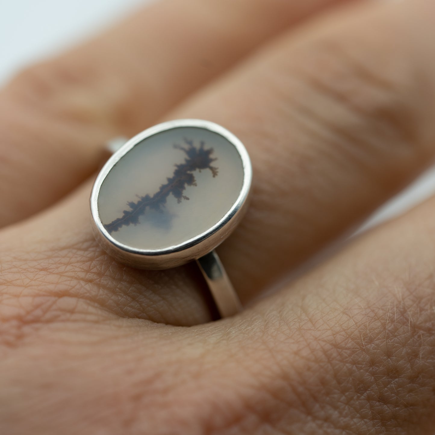 Oval Scenic Dendritic Agate Ring