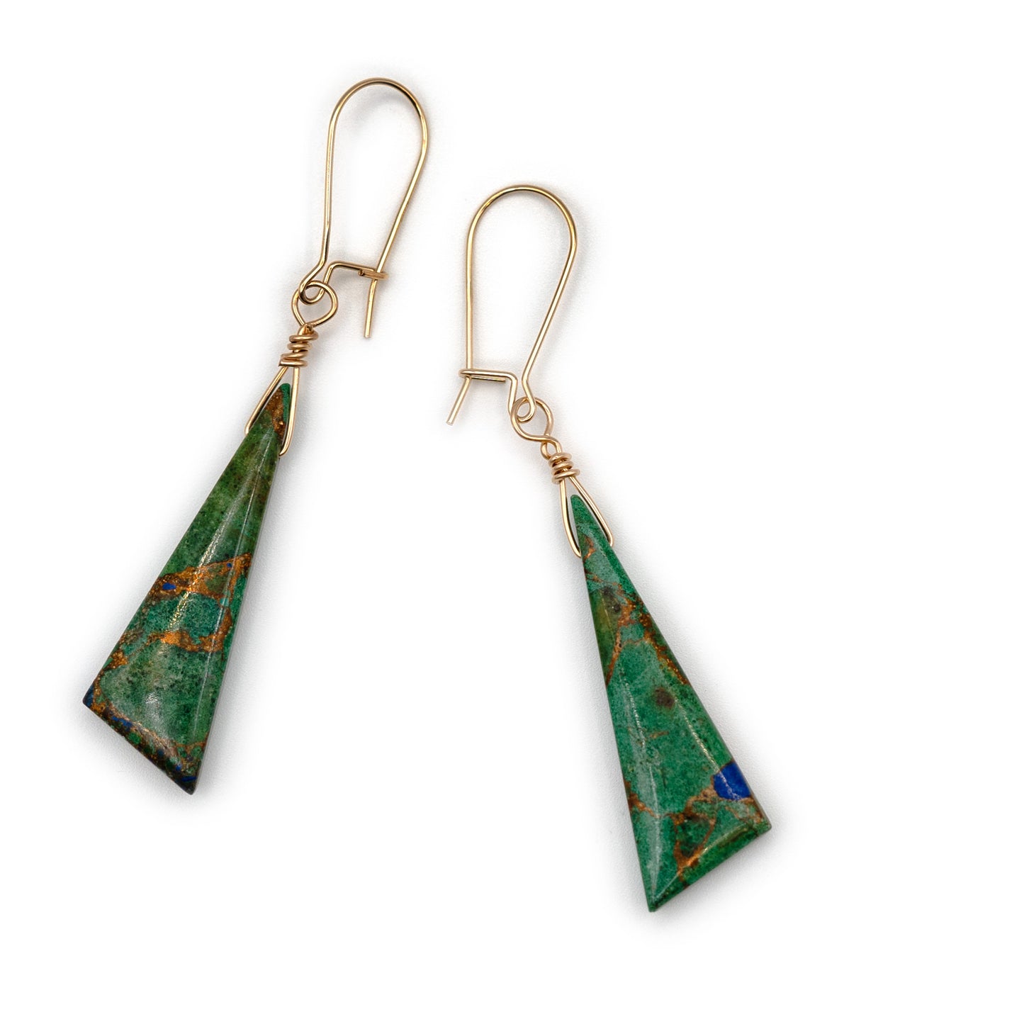 Green Azurite Copper Earrings