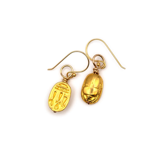 Gold Scarab Earrings - Deodata Jewelry Design