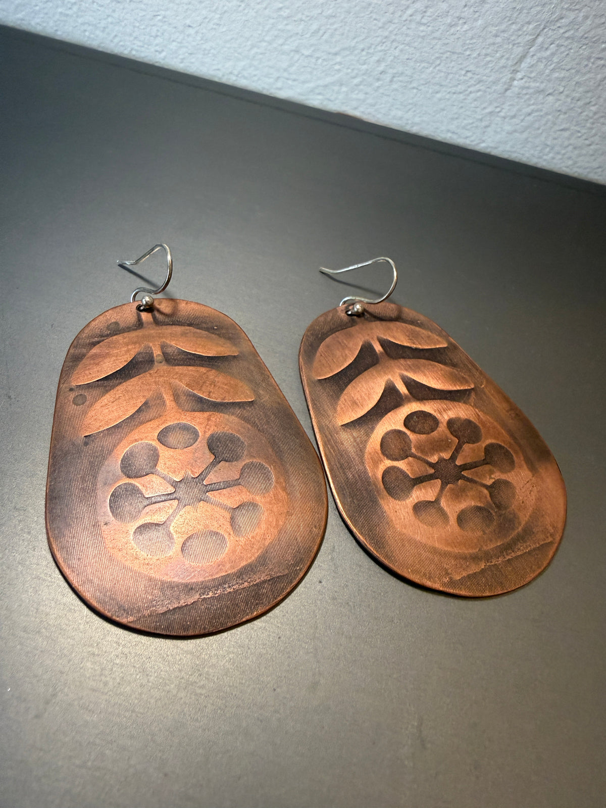 Copper fleur earrings