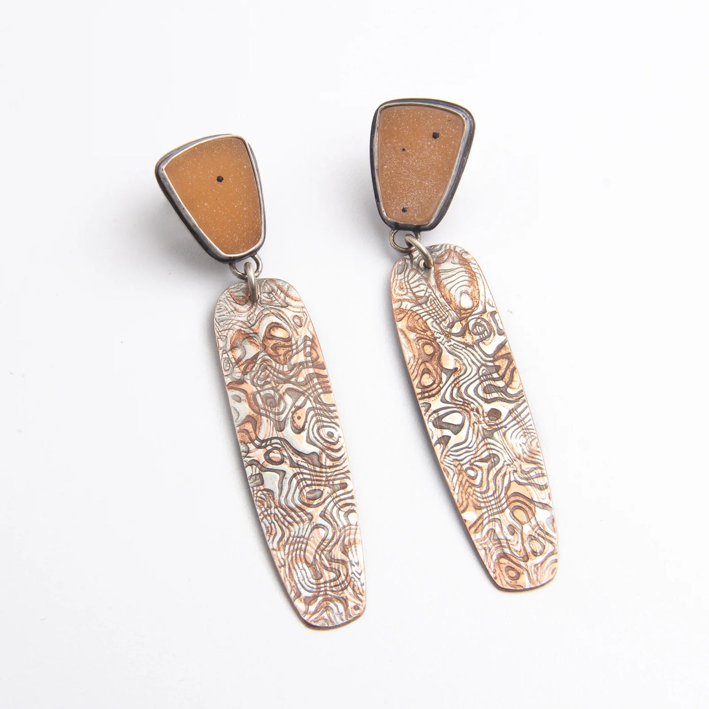 Mokume Fauxkume Druzy Earrings