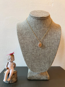 Peach Druzy Pendant Necklace