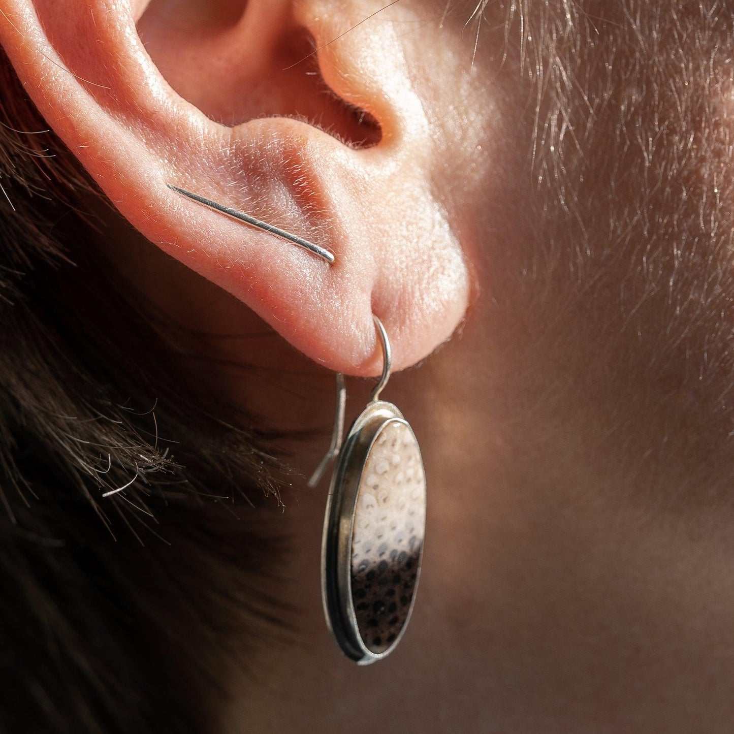 Fossilized Wood Earrings - Deodata Jewelry Design