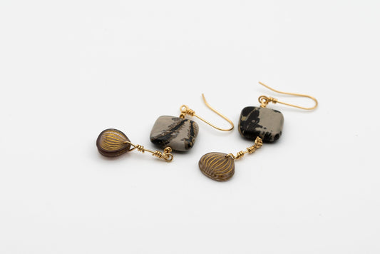Jasper & Glass Earrings - Deodata Jewelry Design