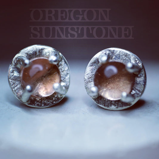 Sunstone Studs - Deodata Jewelry Design